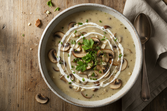 A Gluten-Free Take on Cream of Mushroom Soup with Green Banana Flour