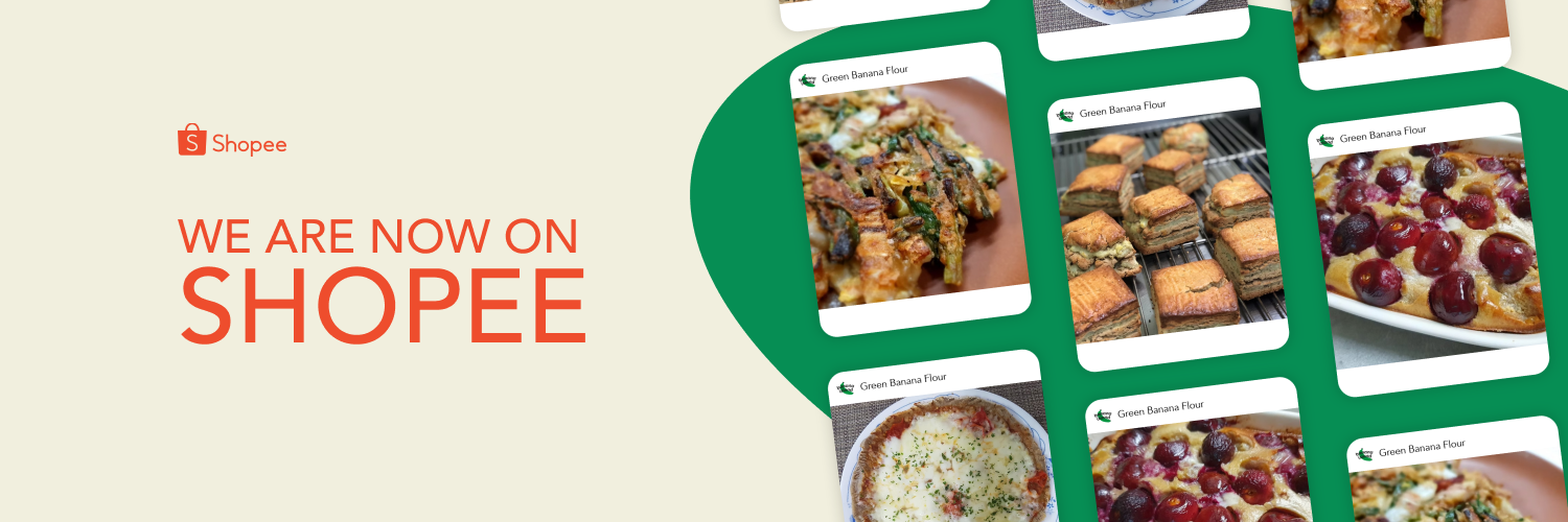 Banana Island green banana flour available on Shopee