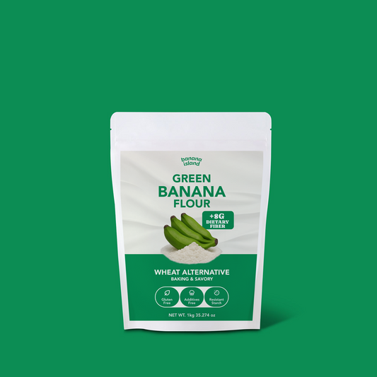 Banana Island green banana flour packaging front view – gluten free alternative flour Philippines
